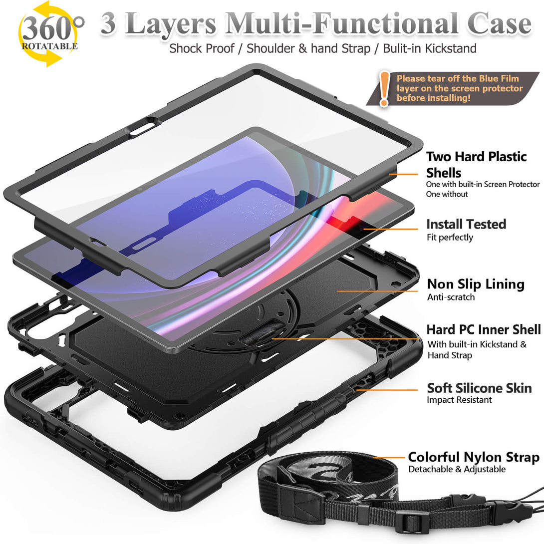 SEYMAC Case for Galaxy Tab S9 FE+ | FORT-S PRO