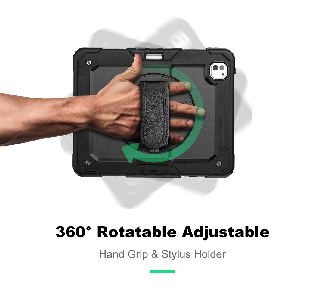 360’ Rotatable Adjustable Hand Strap & Stylus Holder ipad case